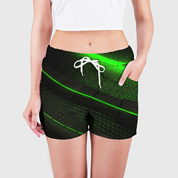 Шорты женские Зеленая абстракция со светом, цвет: 3D-принт — фото 2