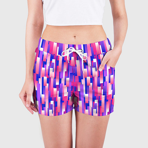 Женские шорты Прямоугольники и полоски с градиентами / 3D-принт – фото 3