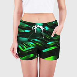 Шорты женские Dark green abstract, цвет: 3D-принт — фото 2