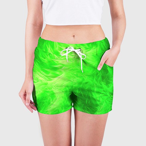 Женские шорты Яркий зеленый фон / 3D-принт – фото 3