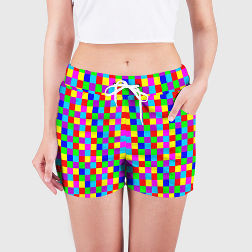 Женские шорты Разноцветные плитки / 3D-принт – фото 3