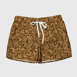 Шорты женские Кофе и чай - коричневый, цвет: 3D-принт