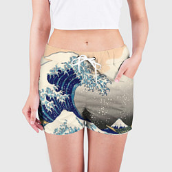 Шорты женские Великая волна от Канагава, цвет: 3D-принт — фото 2