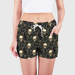 Шорты женские Череп, шишки и хвойные ветки, цвет: 3D-принт — фото 2