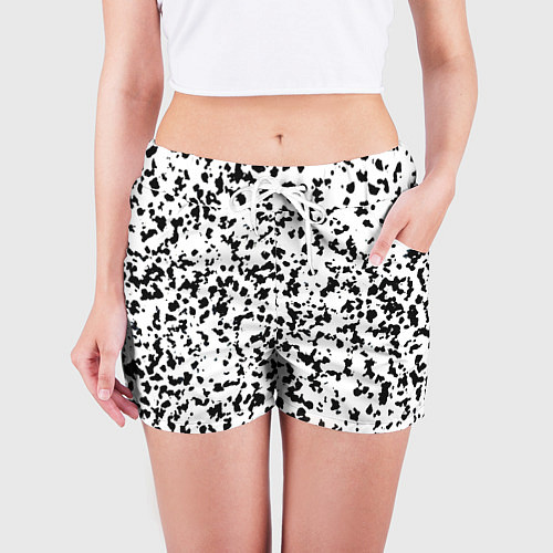 Женские шорты Пятнистый чёрно-белый паттерн / 3D-принт – фото 3