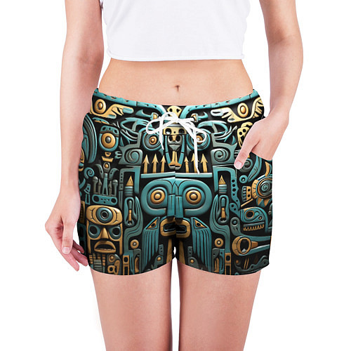 Женские шорты Рисунок в египетском стиле / 3D-принт – фото 3