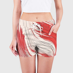Шорты женские Абстракция красно-белая, цвет: 3D-принт — фото 2