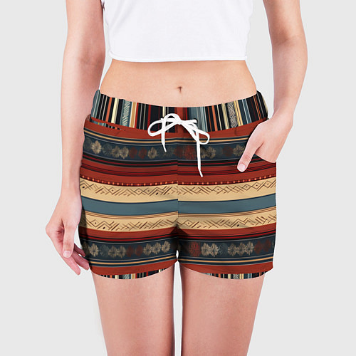 Женские шорты Этнический принт в полоску / 3D-принт – фото 3
