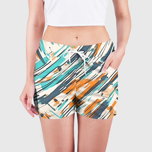 Женские шорты Абстракция разноцветная / 3D-принт – фото 3