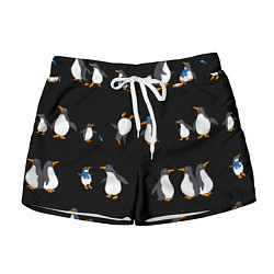 Шорты женские Веселая семья пингвинов, цвет: 3D-принт
