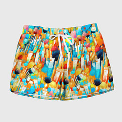 Шорты женские Кисти художника, цвет: 3D-принт