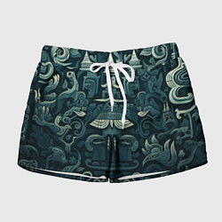 Шорты женские Абстрактный узор в славянском стиле, цвет: 3D-принт