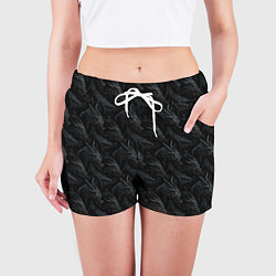 Шорты женские Черные драконы паттерн, цвет: 3D-принт — фото 2