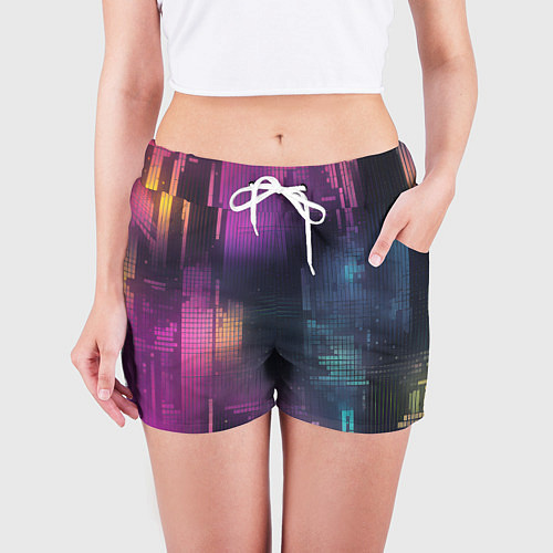 Женские шорты Цветные пиксели retro / 3D-принт – фото 3