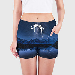 Шорты женские Галактическая зимняя ночь в горах, цвет: 3D-принт — фото 2
