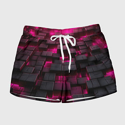 Шорты женские Фиолетовые и черные камни, цвет: 3D-принт
