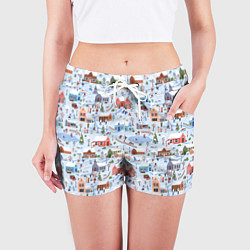 Шорты женские Зимние зарисовки, цвет: 3D-принт — фото 2