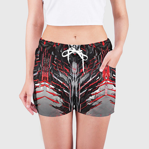 Женские шорты Киберпанк доспех красный / 3D-принт – фото 3