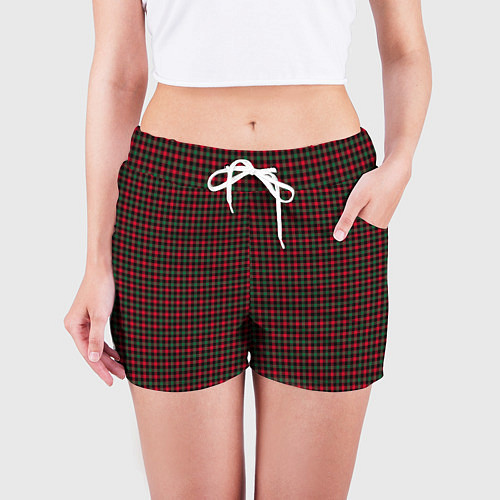 Женские шорты Чёрно - красная классическая клетка / 3D-принт – фото 3