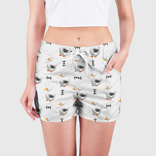 Женские шорты Гусь и фигуры / 3D-принт – фото 3