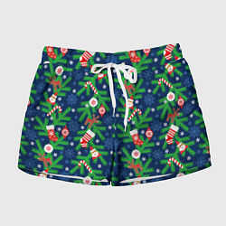 Шорты женские Новогодние игрушки на ёлке, цвет: 3D-принт