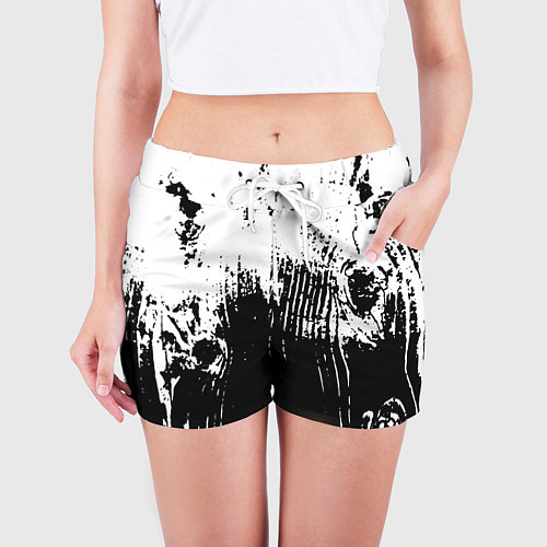 Женские шорты Черно-белая абстракция гранж / 3D-принт – фото 3