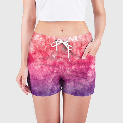 Женские шорты Абстракция - сине-красные облака / 3D-принт – фото 3