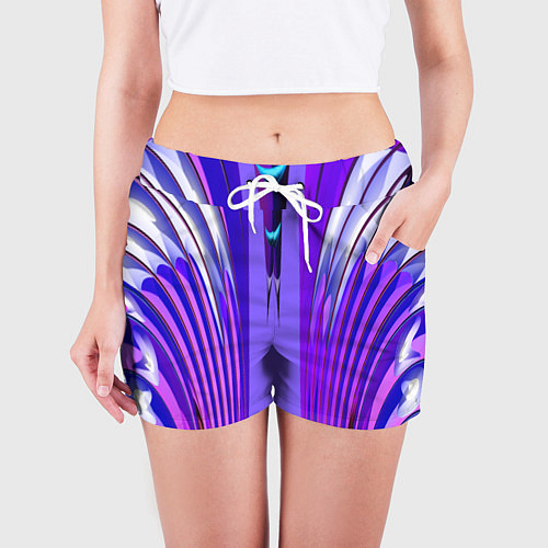 Женские шорты Фиолетовые линии и полосы / 3D-принт – фото 3