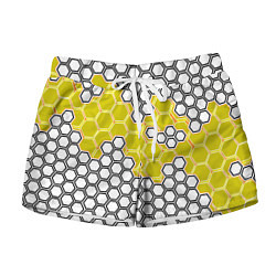 Шорты женские Жёлтая энерго-броня из шестиугольников, цвет: 3D-принт