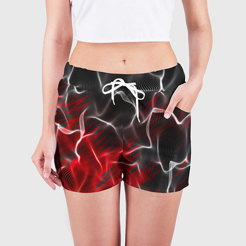 Женские шорты Дым и красные текстуры / 3D-принт – фото 3