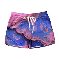 Шорты женские Розовая пена на синей краске, цвет: 3D-принт