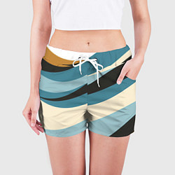 Шорты женские Полосы ретро цветов, цвет: 3D-принт — фото 2