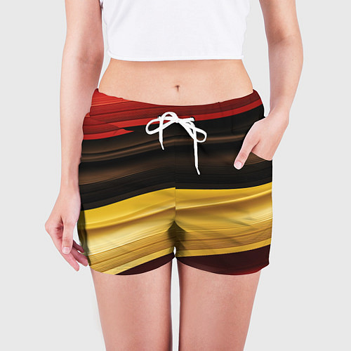 Женские шорты Черный красный желтый цвет абстракции / 3D-принт – фото 3