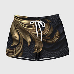 Шорты женские Золотые узоры в виде листьев, цвет: 3D-принт