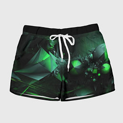 Женские шорты Геометрическая текстурная зеленая абстракция