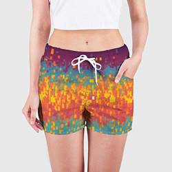 Шорты женские Разноцветные пиксели, цвет: 3D-принт — фото 2