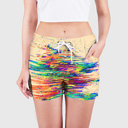 Шорты женские Разноцветный глитч, цвет: 3D-принт — фото 2