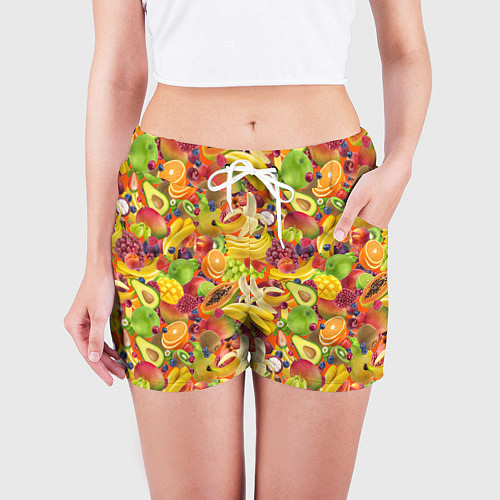 Женские шорты Экзотические фрукты и ягоды / 3D-принт – фото 3
