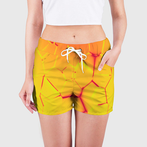 Женские шорты Плиты желтые броня / 3D-принт – фото 3
