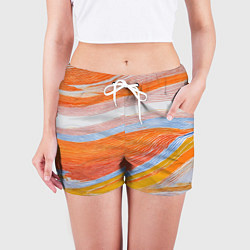 Шорты женские Многоцветный полосатик, цвет: 3D-принт — фото 2