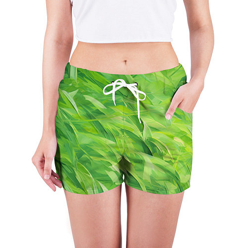 Женские шорты Зеленые мазки / 3D-принт – фото 3