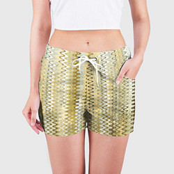 Шорты женские Золотистый волнистый, цвет: 3D-принт — фото 2