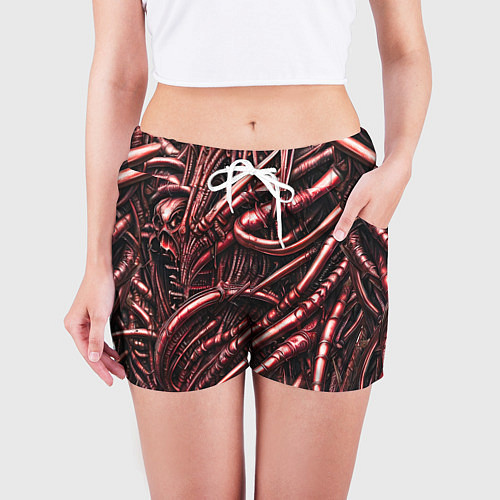 Женские шорты Красные трубки чужих / 3D-принт – фото 3