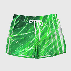 Женские шорты Белые линии на зелёном фоне