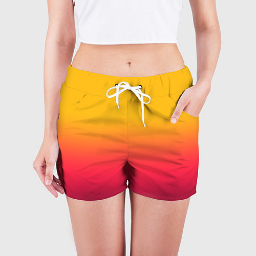 Женские шорты Жёлто-бордовый градиент / 3D-принт – фото 3