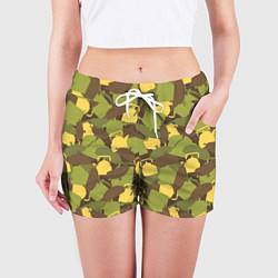 Шорты женские Кухонная посуда - камуфляж, цвет: 3D-принт — фото 2