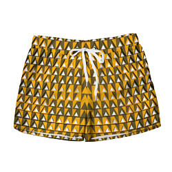 Шорты женские Узор из треугольников жёлтый, цвет: 3D-принт