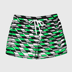 Шорты женские Зелёные четырёхугольники на белом фоне, цвет: 3D-принт