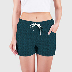 Шорты женские Ажурный тёмно-бирюзовый, цвет: 3D-принт — фото 2