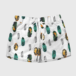 Женские шорты Перья на белом фоне